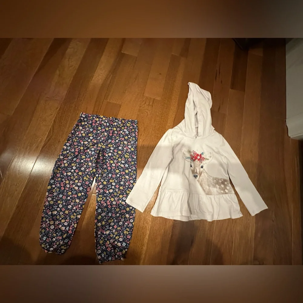 Floral Pants and Deer Hoodie Set